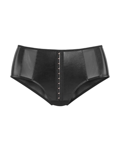 Трусики Gold, имитация кожи, с крючками и петельками (искусственная кожа), черный Petite fleur