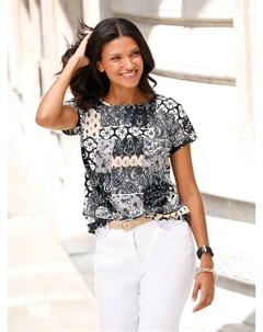 Блуза-комбинация, цвет Schwarz-Sand-Bedruckt Classic basics