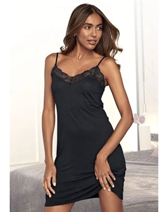 Пеньюар с кружевной отделкой, черный Lascana