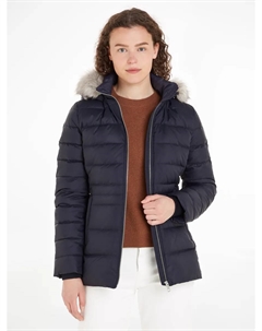 Пуховик "TYRA DOWN JACKET With FUR", с капюшоном, с отделкой из искусственного меха на капюшоне, цвет Desert Sky Tommy hilfiger