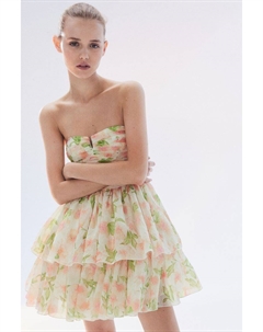 Расклешенное платье-бандо, белый H&m