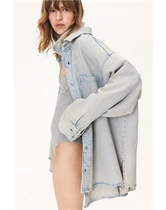 Блузка из мягкого денима с перьями, синий H&m