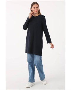 Базовая спортивная туника из хлопкового джерси темно-синего цвета All day