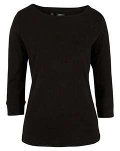 Рубашка-стрейч с вырезом-лодочкой, черный Bpc bonprix collection