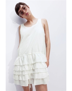 Платье с ярусной юбкой и открытыми краями, бежевый H&m