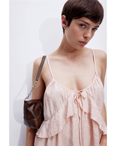 Платье из модального микса с отделкой воланом, розовый H&m