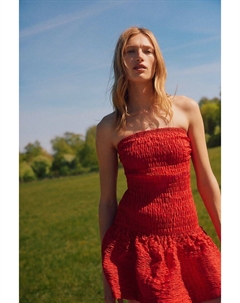 Платье-Бандо со сборками, красный H&m