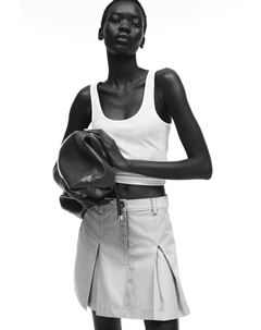 Плиссированная юбка из твила, бежевый H&m