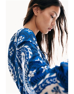 Блузка с деталями на кулиске, синий H&m