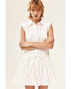 Платье с подплечниками и плиссированной юбкой, бежевый H&m