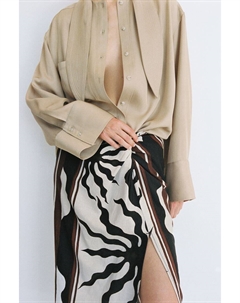 Юбка из смесового льна с закрученной деталью, белый H&m