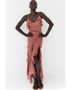 Длинное платье с воланами, розовый H&m