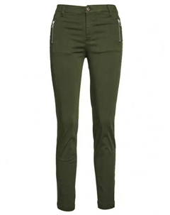 Элегантные брюки из эластичного хлопка со стразами, зеленый Liu jo