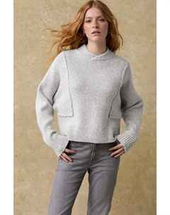 Детали шва, джемпер с резинкой и воротником стойкой, серый Next