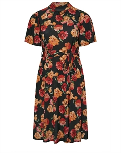 Платье фигуристка London с высоким воротом и поясом, черный Yours curve