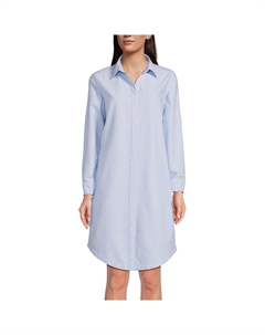 Женское оксфордское платье-рубашка с длинными рукавами и пуговицами Lands End, синий Lands' end