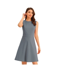 Женские однотонные расклешенные платья трапециевидной формы без рукавов для работы, серый Allegra k