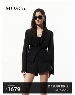 Короткий блейзер с подплечниками, черный Moco