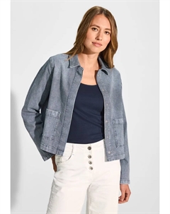Джинсовая куртка, без капюшона, с планкой на пуговицах, синий Cecil