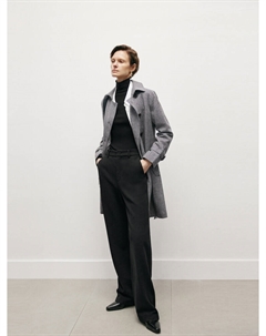 Пальто средней длины из овечьей шерсти, серый Mai meng