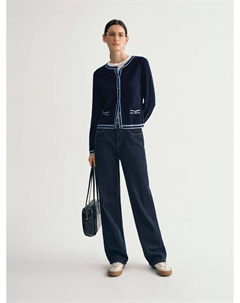 Кардиган контрастного цвета, темно-синий Mai meng