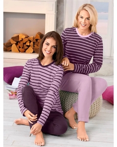 Пижама, цвет Rosé-Geringelt + Lila-Geringelt Wäschepur