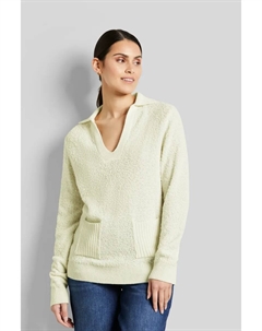 Свитер с V-образным вырезом и воротником, цвет Ecru Bugatti