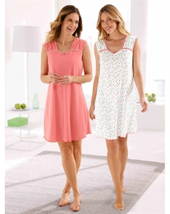 Ночная рубашка " " "Ночная рубашка", цвет Weiß-Getupft + Flamingo Wäschepur