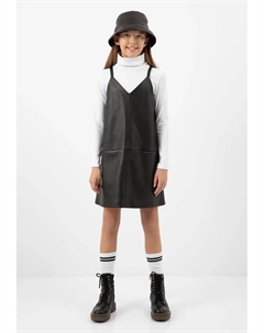 Трикотажное платье Гулливер из мягкой искусственной кожи, черный Gulliver