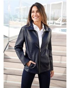 Куртка из искусственной кожи, без капюшона, цвет морской волны Classic basics