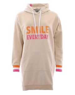 Платье-свитшот, с капюшоном, вышивкой спереди, карманом и неоновым принтом, бежевый Zwillingsherz