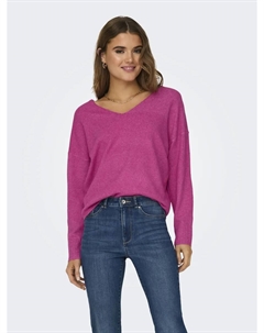 Свитер с V-образным вырезом "ONLRICA LIFE L/S V-NECK PULLO KNT NOOS", малиновый Only