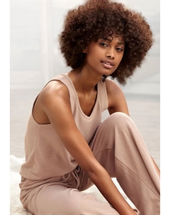 Вязаный топ "lounge top", на широких бретелях, одежда для дома, коричневый Lascana