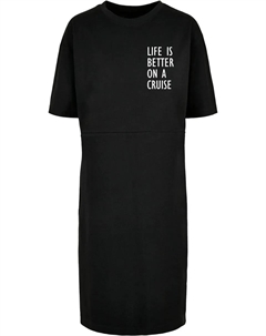 Платье-рубашка "Женское женское платье-футболка с разрезом Life Is Better" (1 шт.), черный Merchcode