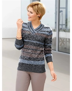 Свитер с V-образным вырезом в стиле casual "Пуловер", антрацит Casual looks