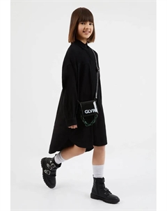 Трикотажное платье с застежкой на пуговицы, черный Gulliver