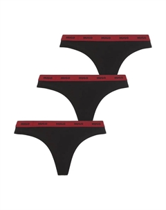 Трусики Underwear "TRIPLET THONG STRIPE" (упаковка, 3 шт., 3 шт.), с надписью логотипа на поясе, черный Hugo