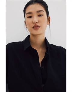 Блузка из смесового льна, черный H&m