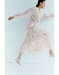 Платье из крепа с поясом, розовый H&m