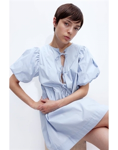 Платье с пышными рукавами и завязками, синий H&m