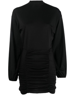 Платье мини с воротником-воронкой и сборками, черный Dondup