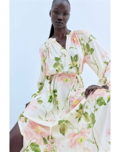 Платье с объемными рукавами, бежевый H&m