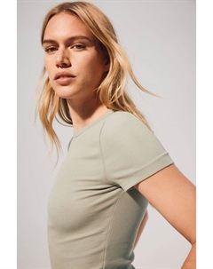 Футболка из модала в рубчик, зеленый H&m