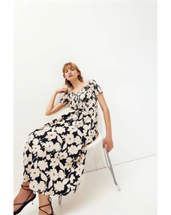 Присборенное платье с открытыми плечами, черный H&m