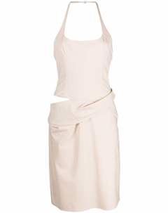 Платье асимметричного кроя с вырезом халтер, бежевый Jacquemus