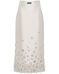 Юбка миди с цветочным декором, белый Miu miu