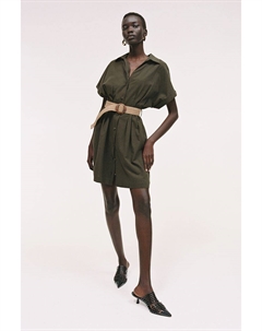 Платье-Блузка с поясом, зеленый H&m