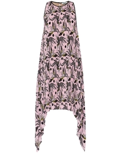 Плиссированное платье миди с птичьим принтом, розовый Kenzo