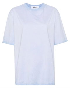 Хлопковая футболка с вышитым логотипом, синяя Msgm