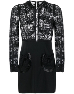 Мини-платье с длинными рукавами и логотипным кружевом, черный Dsquared2